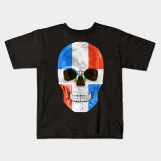 Dominican Republic Flag Skull - Gift for Dominican With Roots From Dominican Republic Kids T-Shirt